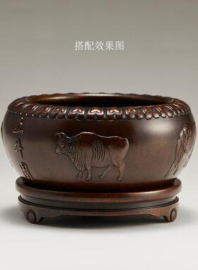 悟香缘 紫铜香炉纯铜底座彷古工艺品香炉底架纯铜圆型托架香插