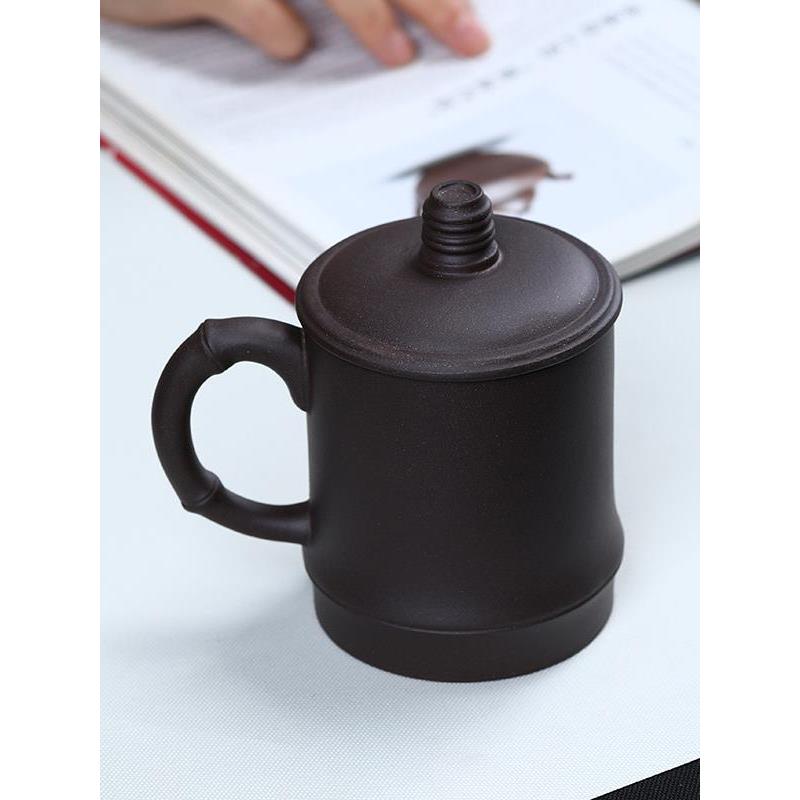 紫砂杯宜兴竹段竹节办公室紫砂茶杯紫泥男士泡茶水杯子茶具批