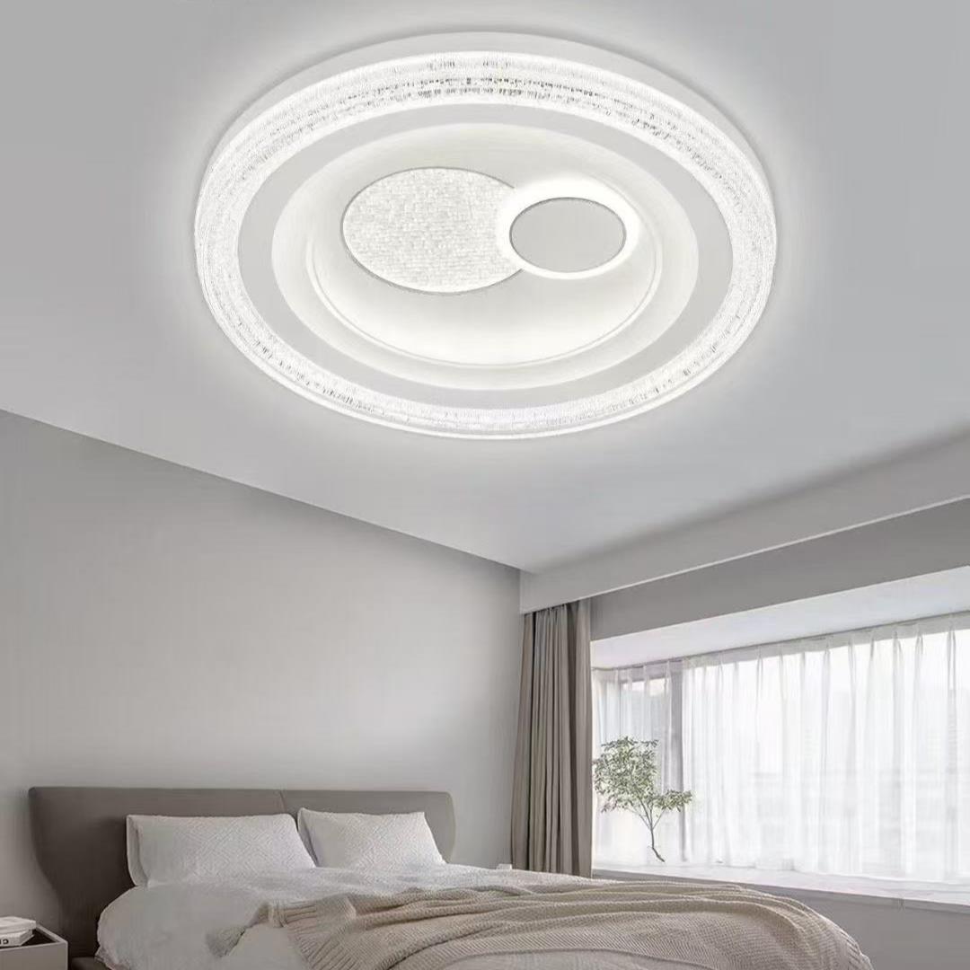 玻璃卧室灯圆形家用LED现代简约大气卧室吸顶灯灯具组合新款
