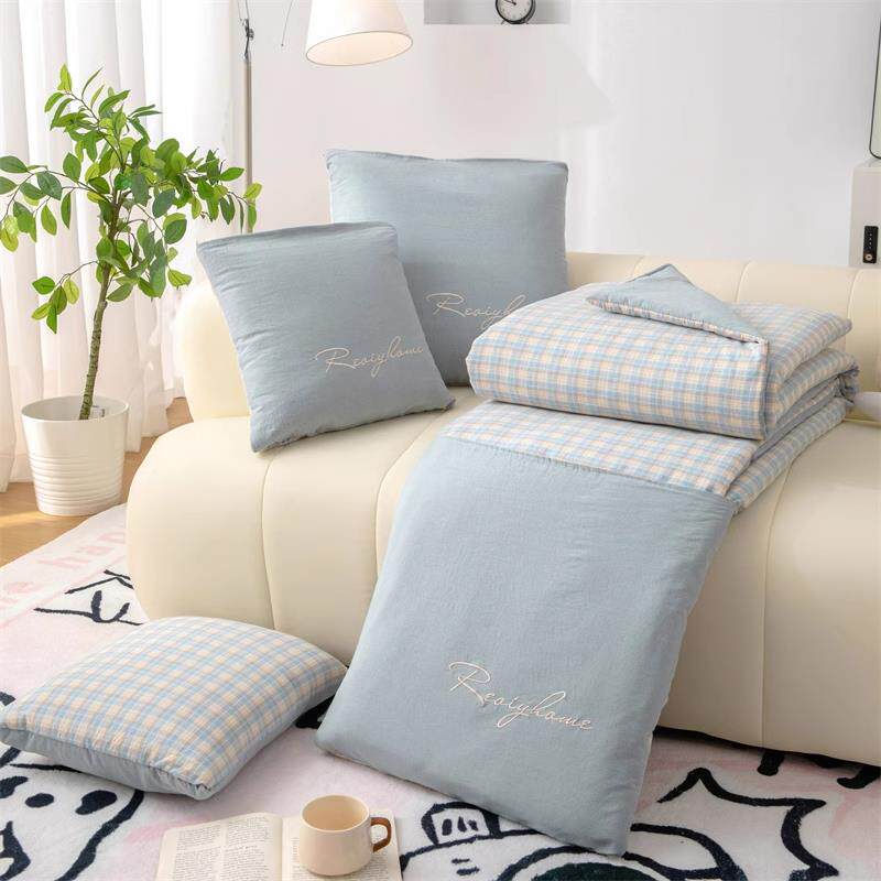 德国2025新款全棉抱枕被子两用二合一车用靠枕午睡毯子加厚枕头被