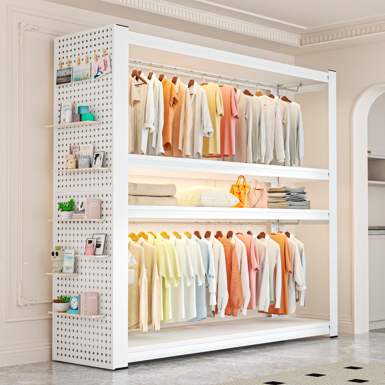 家用开 放式衣柜卧室衣帽架简易组装货架落地置物架铁艺收纳挂衣