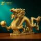 纯黄铜龙摆件新年家居办公室招财吉祥物十二生肖龙国潮工艺装 饰品