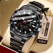 瑞士新款 电子手表 防水潮流夜光双显手表男士 男士 手表多功能休闲