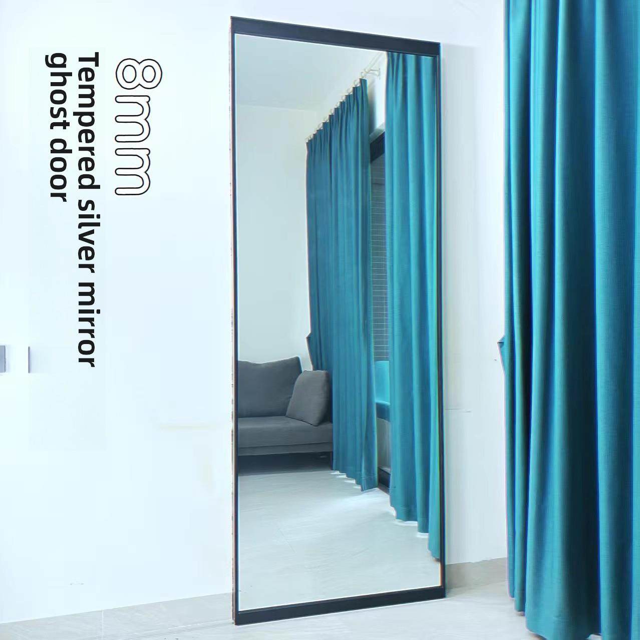 厨房卫生间衣帽间书房门无轨幽灵门隐形轨道平移门吊轨门铝合金