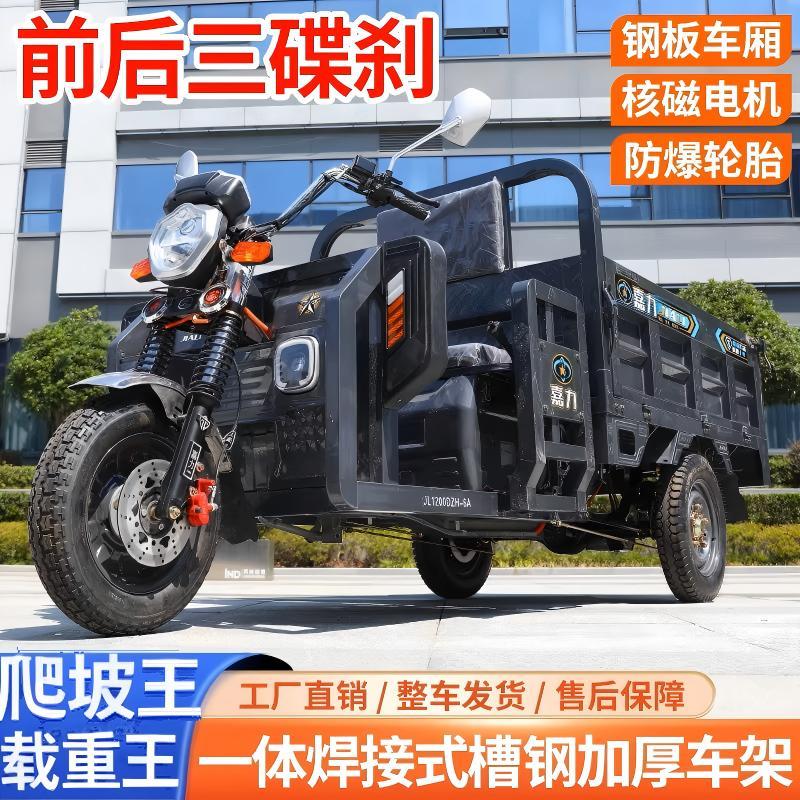 嘉力电动三轮车家用摆摊农用载货爬坡载人永磁电机碟煞钢铁车架