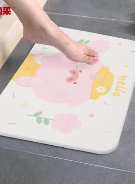 硅藻泥浴室门口吸水地垫洗手间硅藻土脚垫卫生间装饰品可水洗门垫