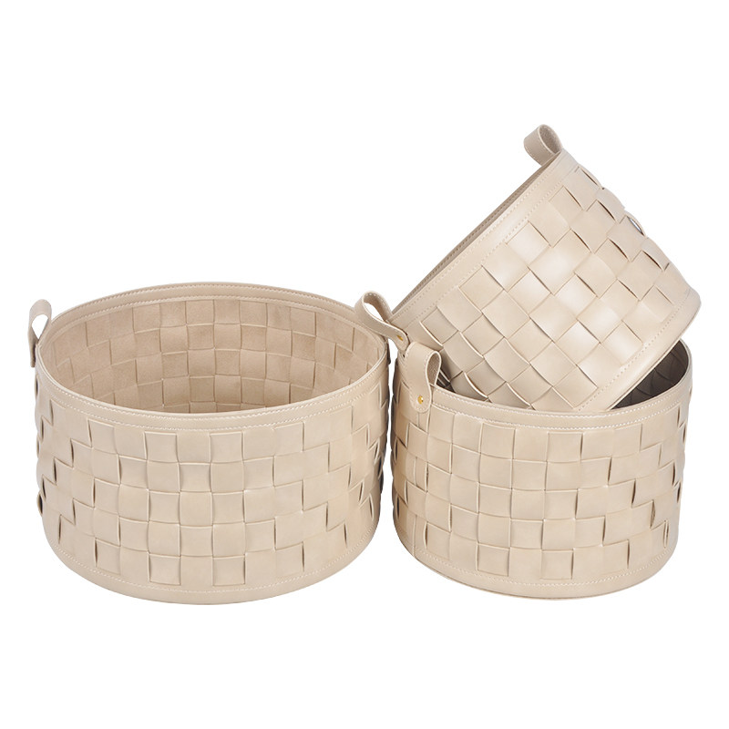 简约编织纹收纳篮皮革置物篮样板房收纳家居衣帽间客厅装饰品摆件,收纳整理,其他收纳篮,淘宝优惠券,粉丝福利购,淘宝优惠卷