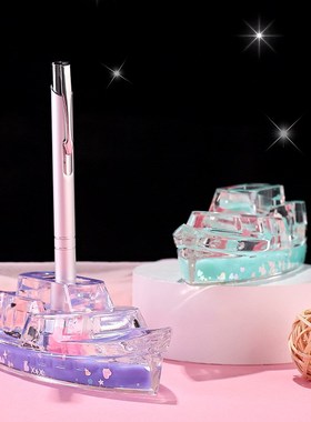 创意轮船流沙摆件游轮桌面装饰学生入油油滴笔插生日W礼物流体礼