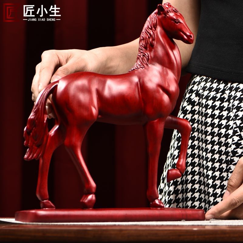 木雕摆件马实木质雕刻动物生肖A中式家居客书桌厅办公工艺红木礼