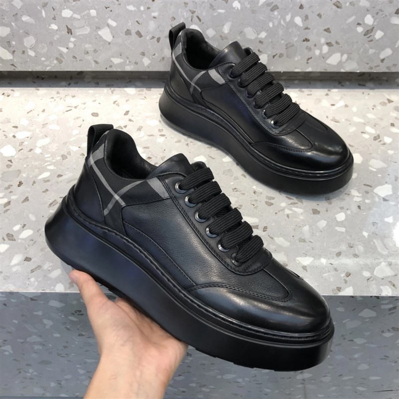 真皮板鞋男头层牛皮时尚韩版加厚系带厚底休闲皮鞋圆头耐磨潮男鞋