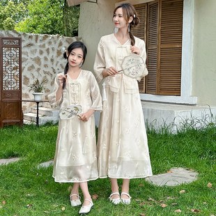 夏季 清涼裙子三件套洋氣連衣裙夏裝 中國P風半身裙母女裝 套 親子裝