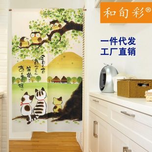 门帘半帘布艺家用厨房隔断帘卫生间遮挡 日式