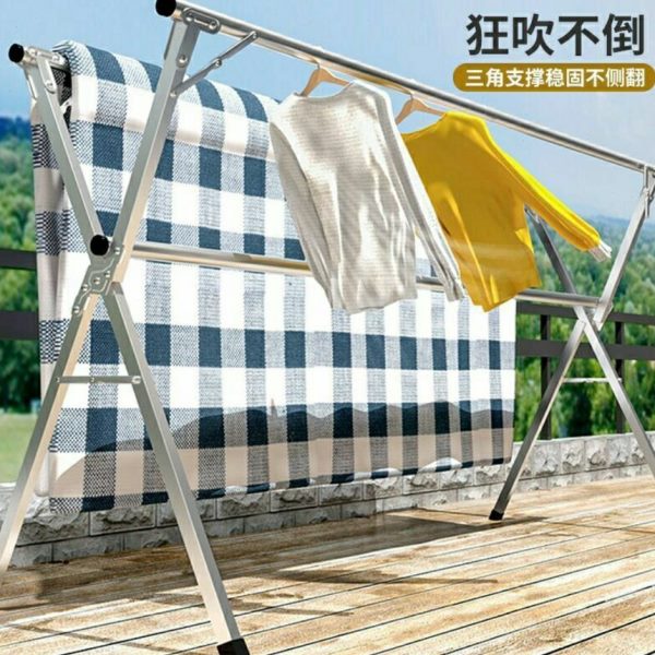 晾衣架落地折叠室内家用阳台室外卧室凉伸缩式杆晒被子神器X