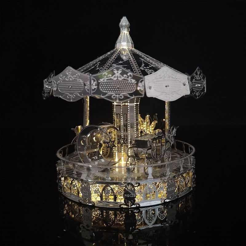 种花家可旋转星座木马新q款diy手工制作3D立体拼图金属模型小摆件