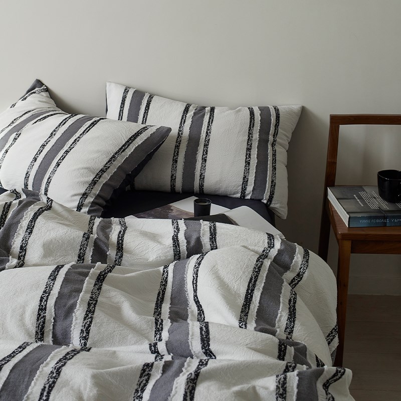 复古侘寂风条纹丨四件套全棉纯棉202G4新款床单被套高级感床上用