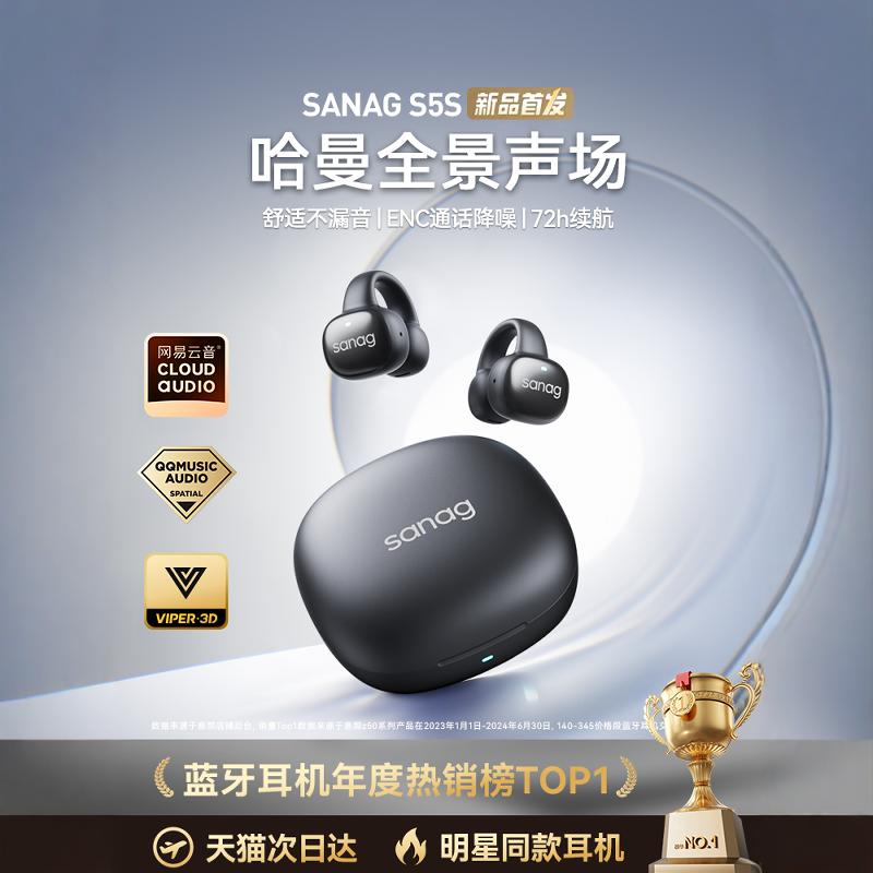 塞那S5S蓝牙耳机开放式不入耳夹式无线运动适用华为苹果2024新款