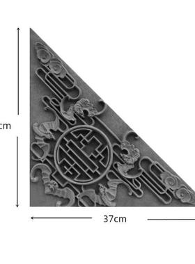 37*37cm福寿角花中国古玩砖雕装饰影墙古建筑绿砖照片墙浮雕