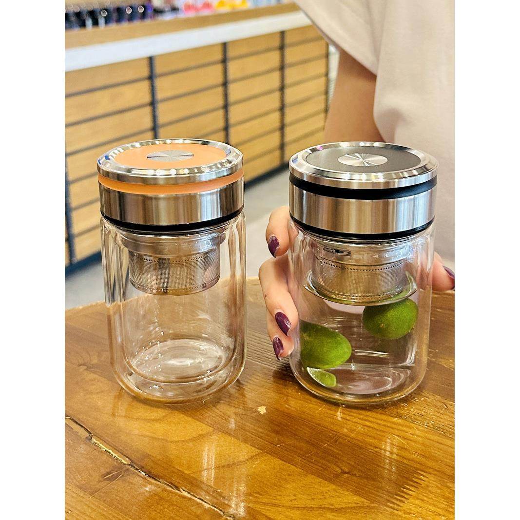 双层玻璃茶水分离杯，紧凑型杯，耐高温，美观，办公用女生饮水杯,餐饮具,玻璃杯,淘宝优惠券,粉丝福利购,淘宝优惠卷
