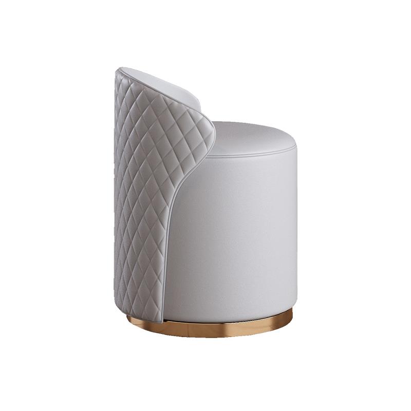 北欧轻奢梳妆台椅卧室衣帽间化妆凳现代简约美甲椅皮质家用圆凳子