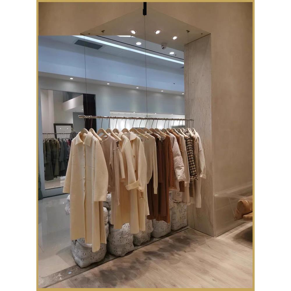 不锈钢服装店悬挂吊顶货架吊架定做上墙男女童装钢丝婚纱馆展示架