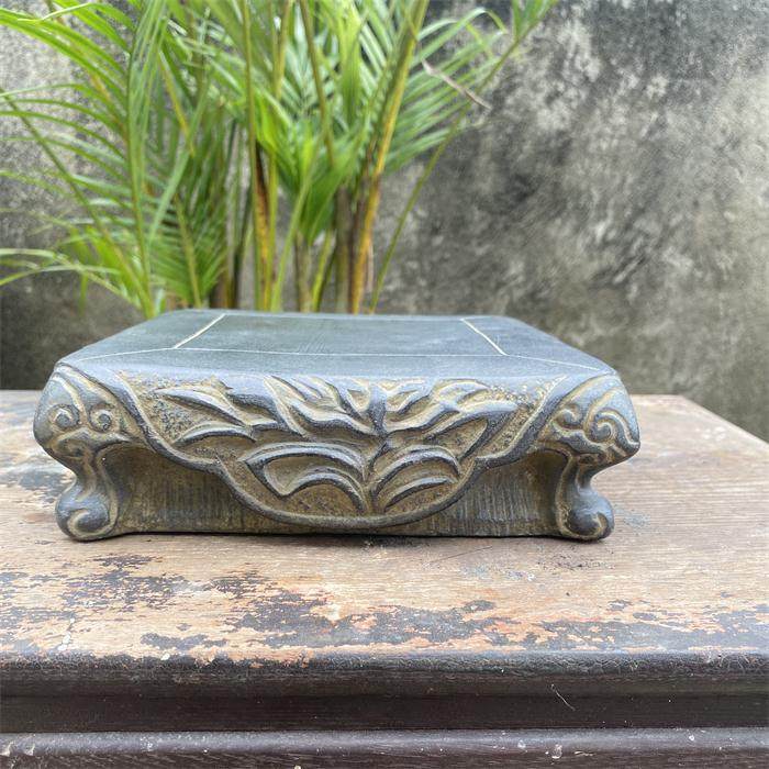 中式复古雕刻方形花盆花瓶佛像奇石底座托架古风创意摆件三昧手作