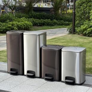 30升不锈钢脚踏垃圾桶商用大容量厨房化妆室家用客厅20升方形直投