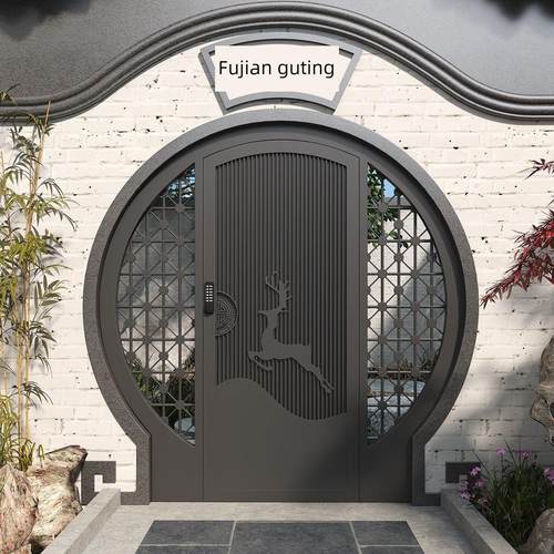 新中国风月亮门苏式回式铝合金圆门室外庭院单、双开房门定制