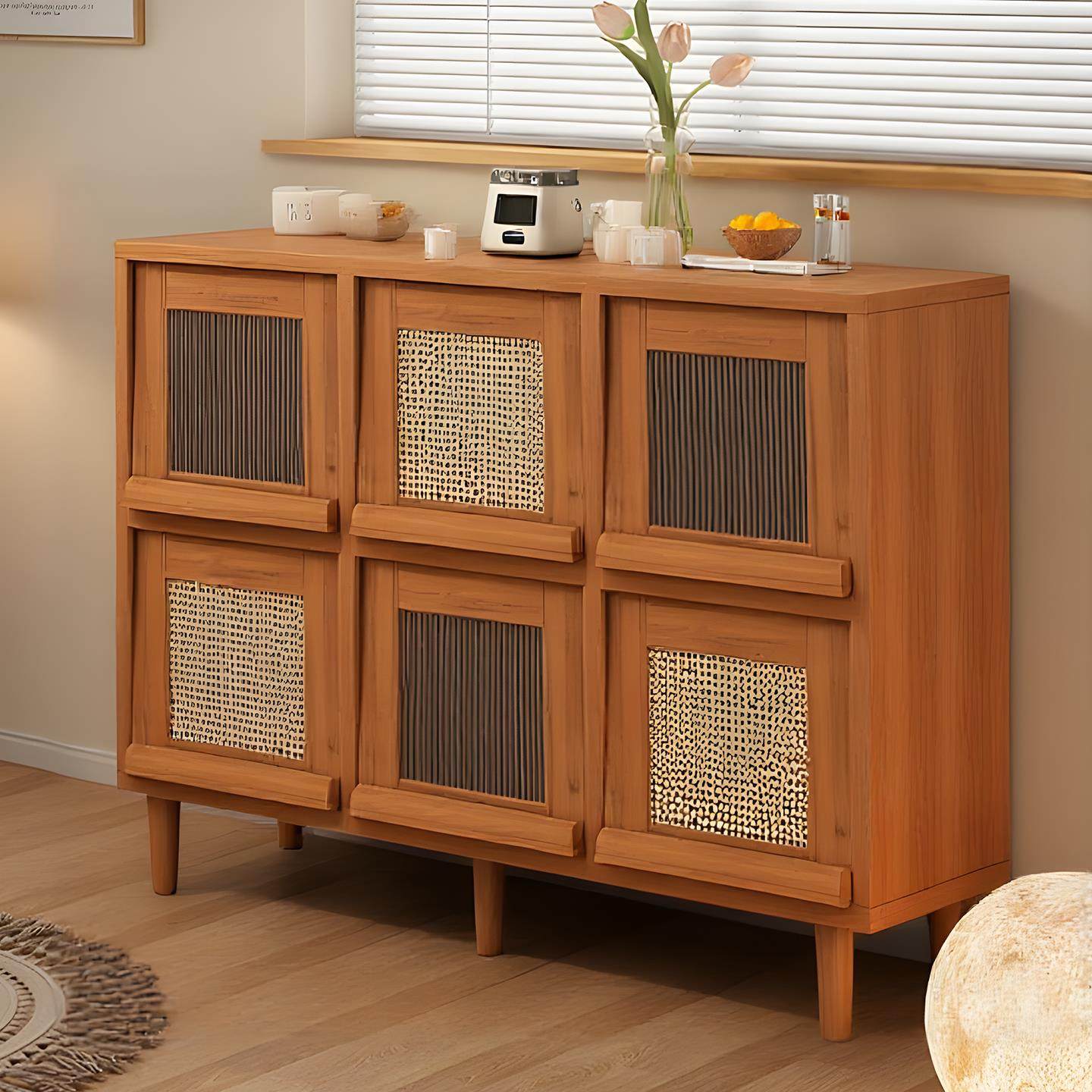 实木书架落地置物柜靠墙一体茶水柜客厅柜子收纳柜厨房整体橱柜餐