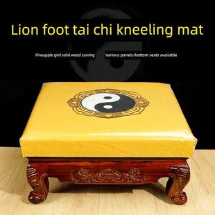 道家八卦实木雕花拜凳拜椅道观方形打坐凳禅修坐垫跪垫磕头拜垫