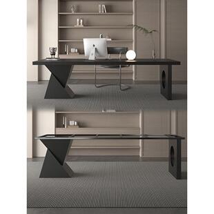 简约岩板餐桌腿支架实木茶桌金属底座办公电脑桌脚大板茶几脚架