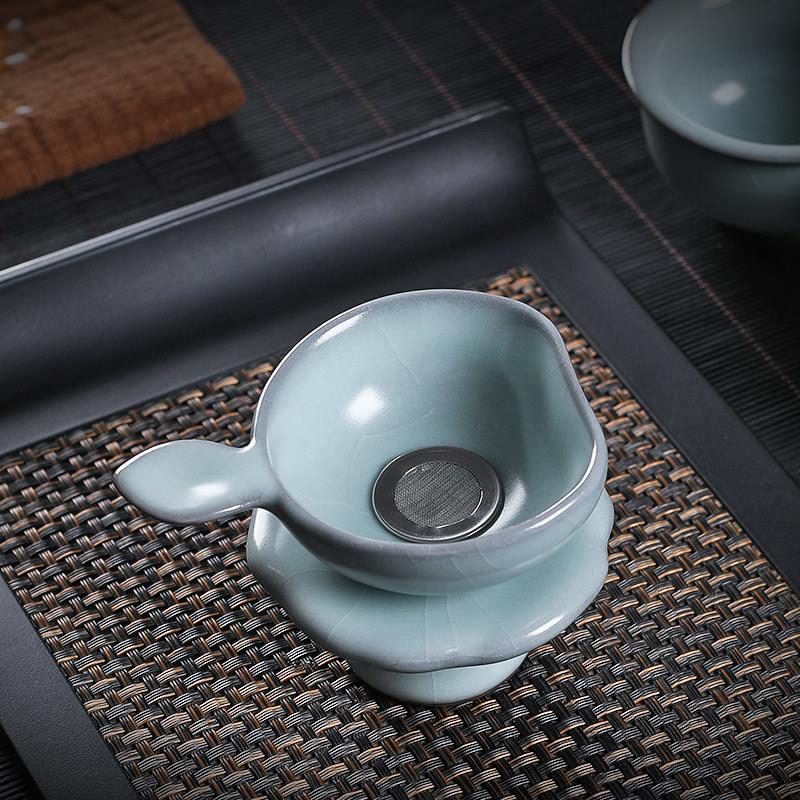 龙泉茶漏茶滤青瓷茶隔漏斗功夫茶陶瓷泡茶滤茶器细网茶具配件滤网