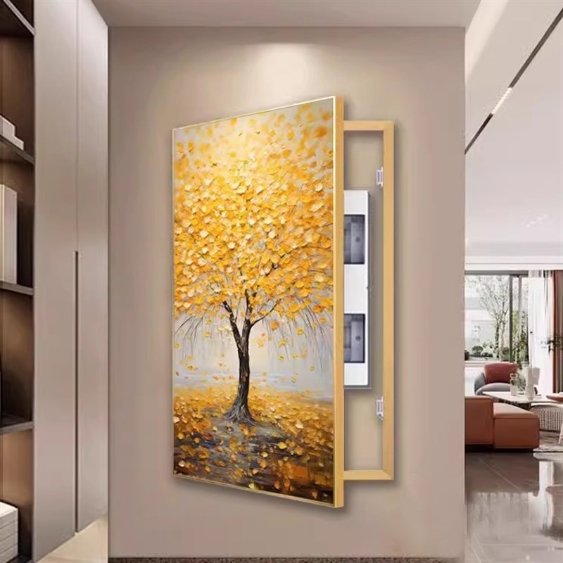 可大消防栓公司挂画电表箱发财树D遮挡尺寸配电箱强弱装饰画定制图片