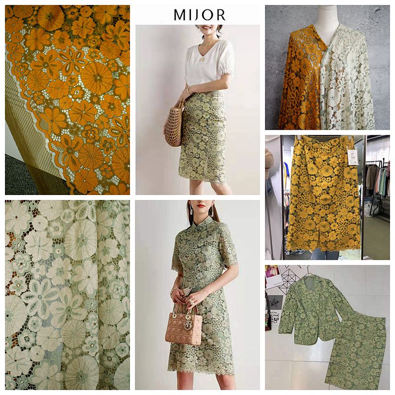 高档双色蕾丝布料 女装连衣裙旗袍制衣面料 半身裙缝纫服装布料