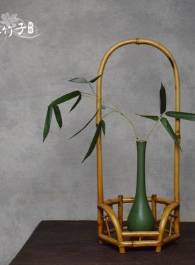 中式茶室禅意摆件茶道装饰复古茶台玄关桌面饰Q品茶空间花器凉炉