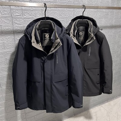 90鹅绒男士羽绒服男款冬季2023新款保暖加厚可脱卸内胆爸爸装外套