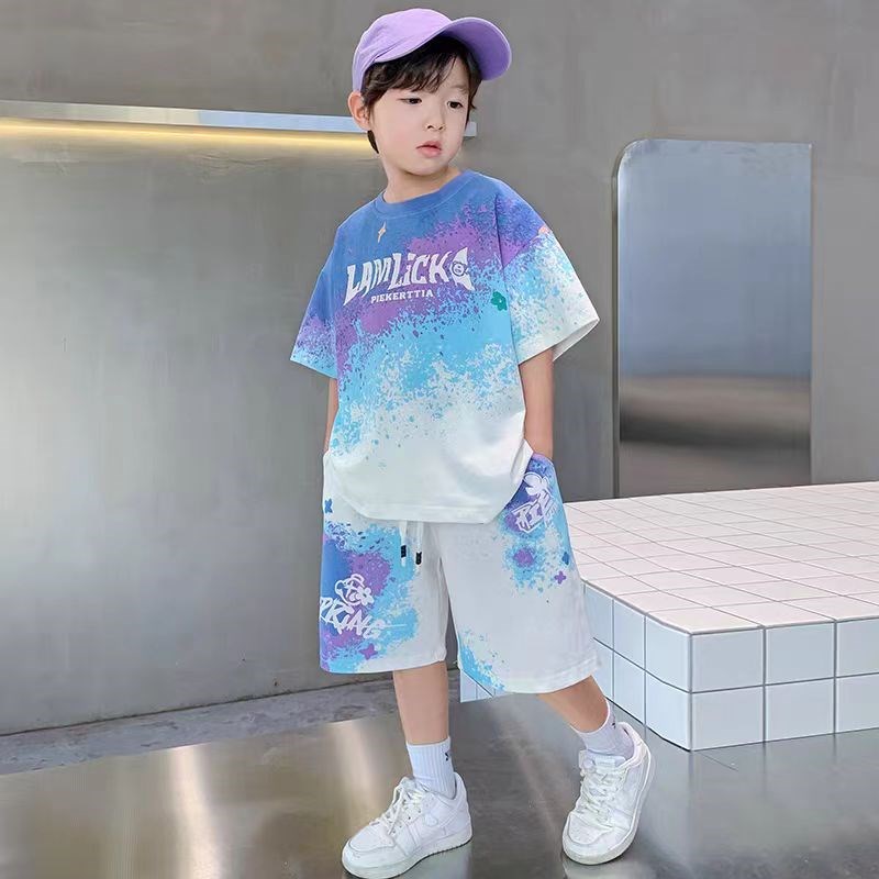 儿童夏季套装2024年新款夏装A薄款男童速干背心中童运动帅气两件