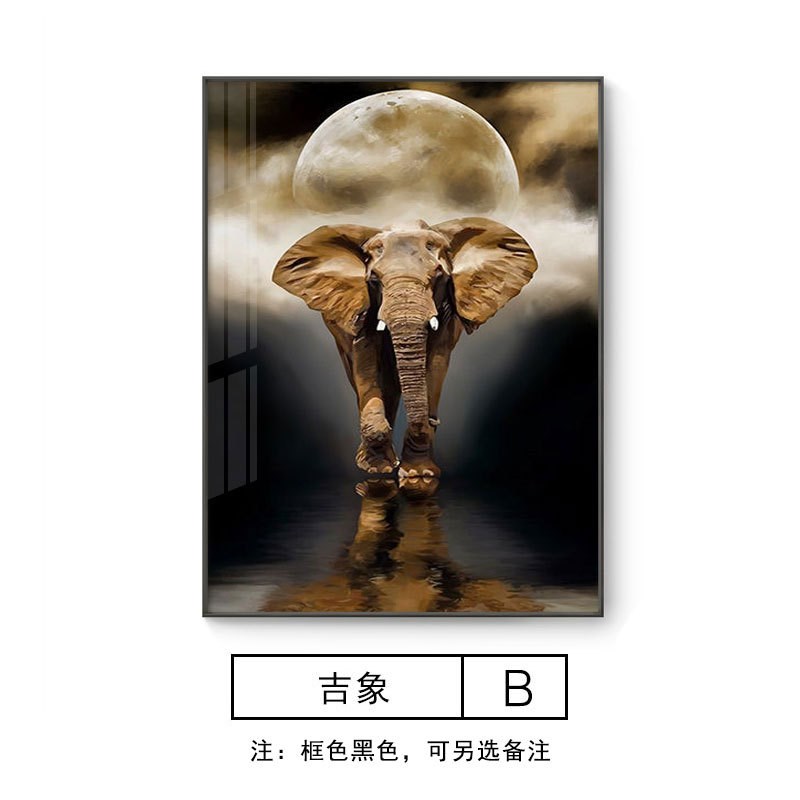 入户玄关大d象装饰画竖版大尺寸进门墙挂画现代简约别墅复式楼壁图片
