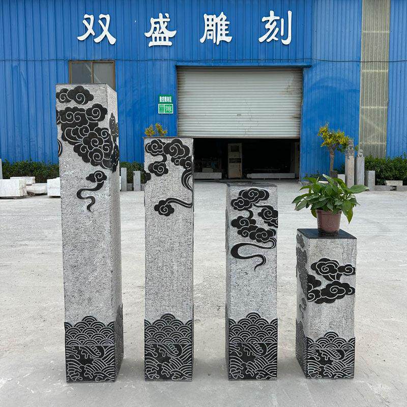 石雕祥云柱天然青石仿古拴马桩新中式展示柱花架石柱墩玄关摆件
