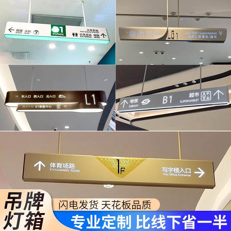 车库吊牌双面镂空灯箱商场收银柜台护士站发光广告指示牌指向牌定