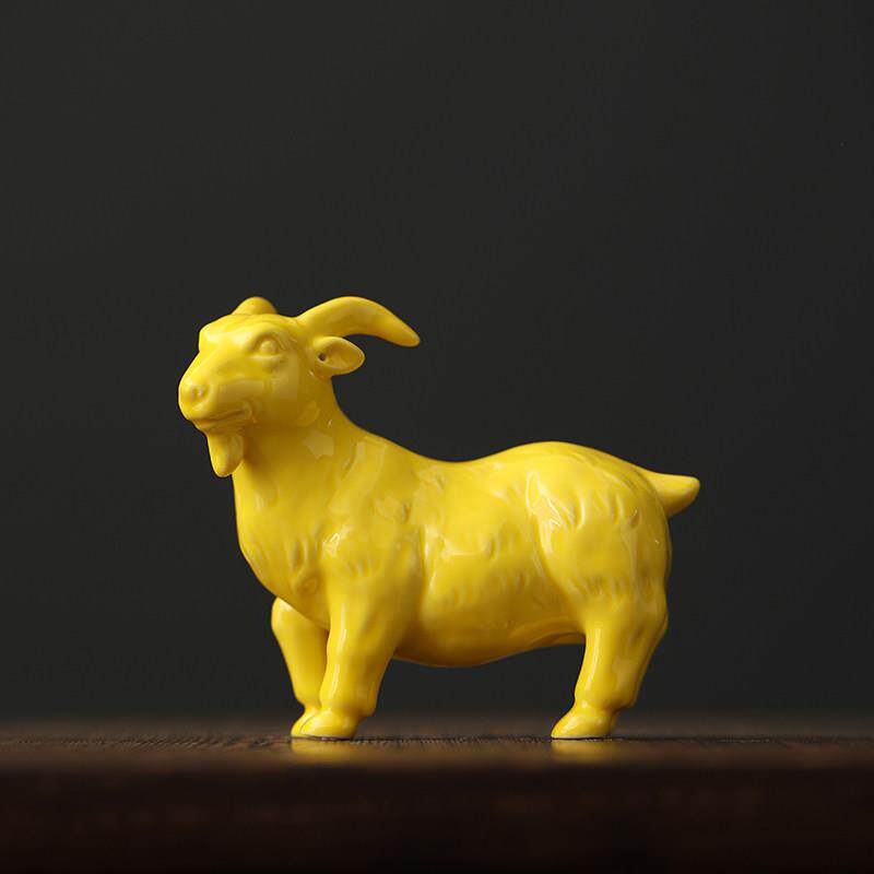 陶瓷羊饰品12生肖标志瓷山羊吉祥物修补角解决方案家庭客厅装饰工