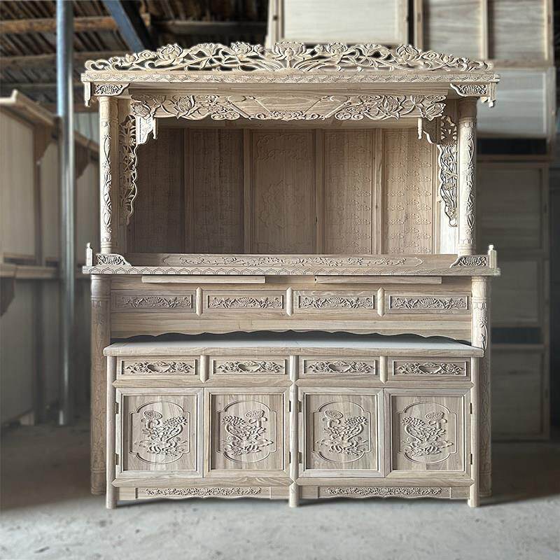 佛龛神台立柜供奉架佛台家用寺庙祠堂新中式实木白茬佛柜贡桌香案