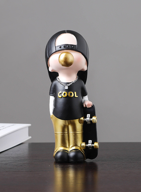 新款创意卡通泡泡男孩家居v卧室玄关电视柜办公桌面小摆件装饰手