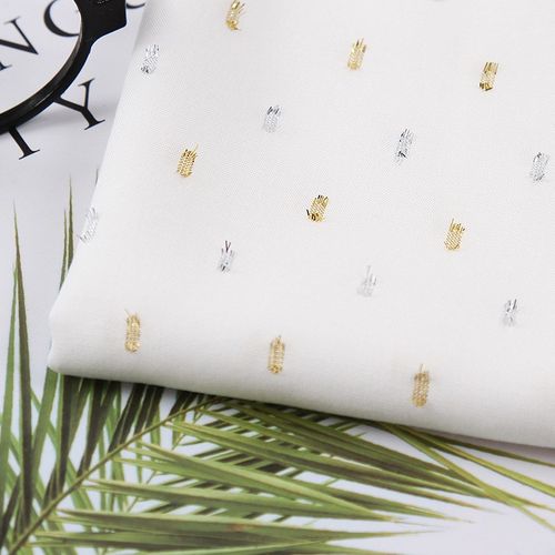 3068人棉金银丝剪花面料 人棉金银丝面料布 3068人棉Y布 半漂现货