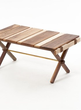 成蹊作对木工所拼色蛋卷桌户外实木便携式折叠野X餐露营小桌子