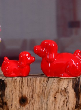 十二生肖摆件小号红色老鼠u牛虎兔龙蛇马羊猴鸡狗猪陶瓷装饰品摆