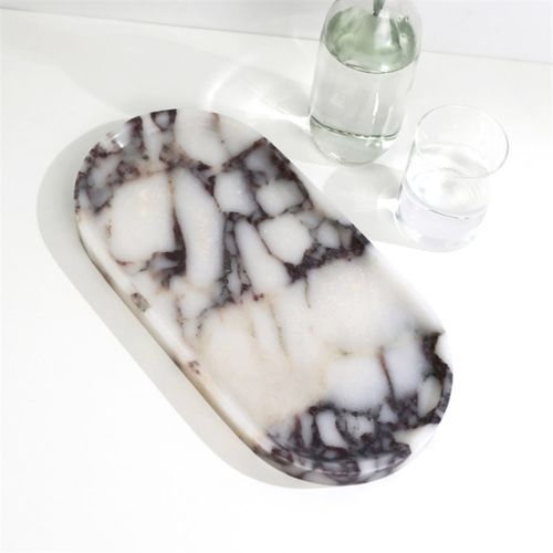 简约现代卡e紫大理石轻奢托盘蜡烛托盘酒店装饰品置物盘收纳果盘