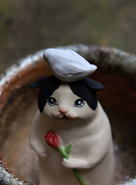 精致日式可爱猫咪小物公仔创意z陶瓷饰品摆件女孩生日礼物办公居