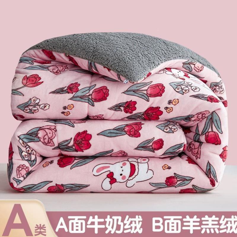 春秋被羊羔绒被芯保暖加厚双人A类牛奶绒被褥学生宿舍儿童被子1.5