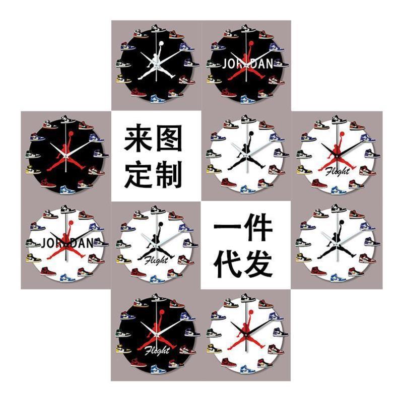 现货aj挂钟3D立体小鞋子时钟挂墙家用创意钟表