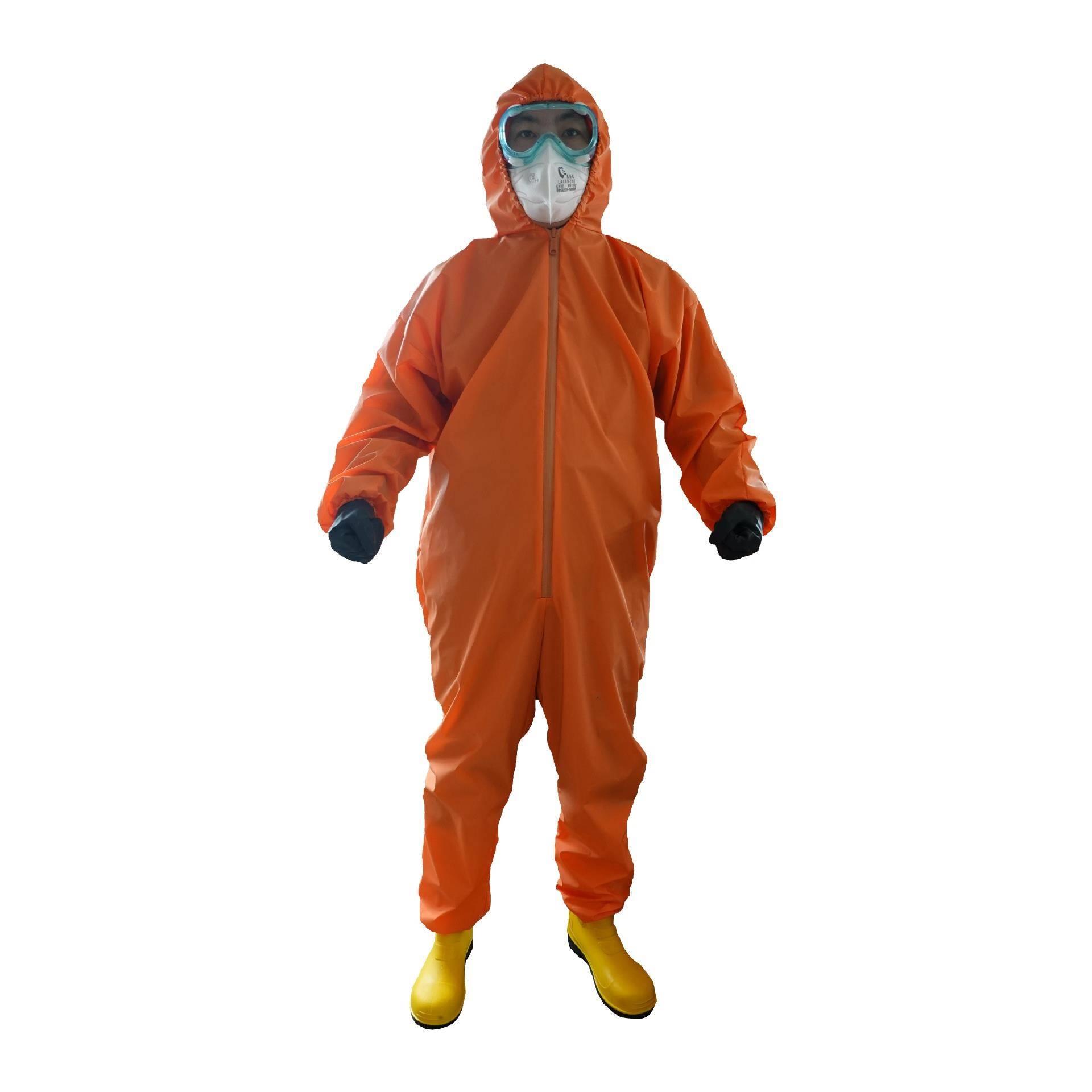 厂家直销轻型连体防化服 重复使用简易橘色防护服现货